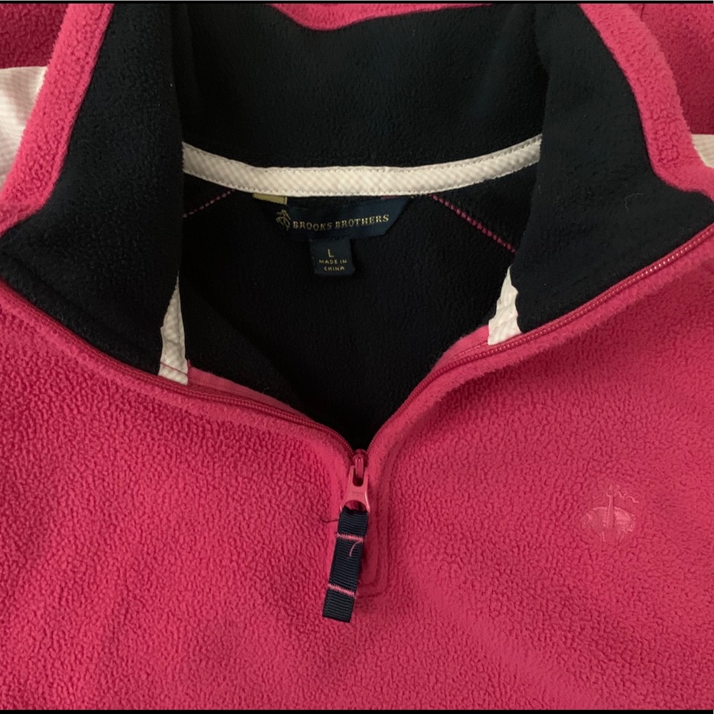 💗 Brooks Brothers Raspberry Pink Fleece Pullover - Picture 3 of 3